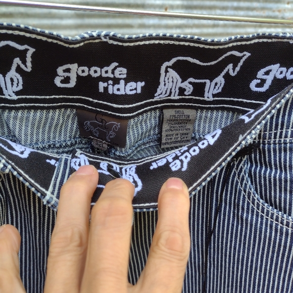 Equestrian jean Goode Rider 32L full seat denim ticking striped breeches - Picture 8 of 10